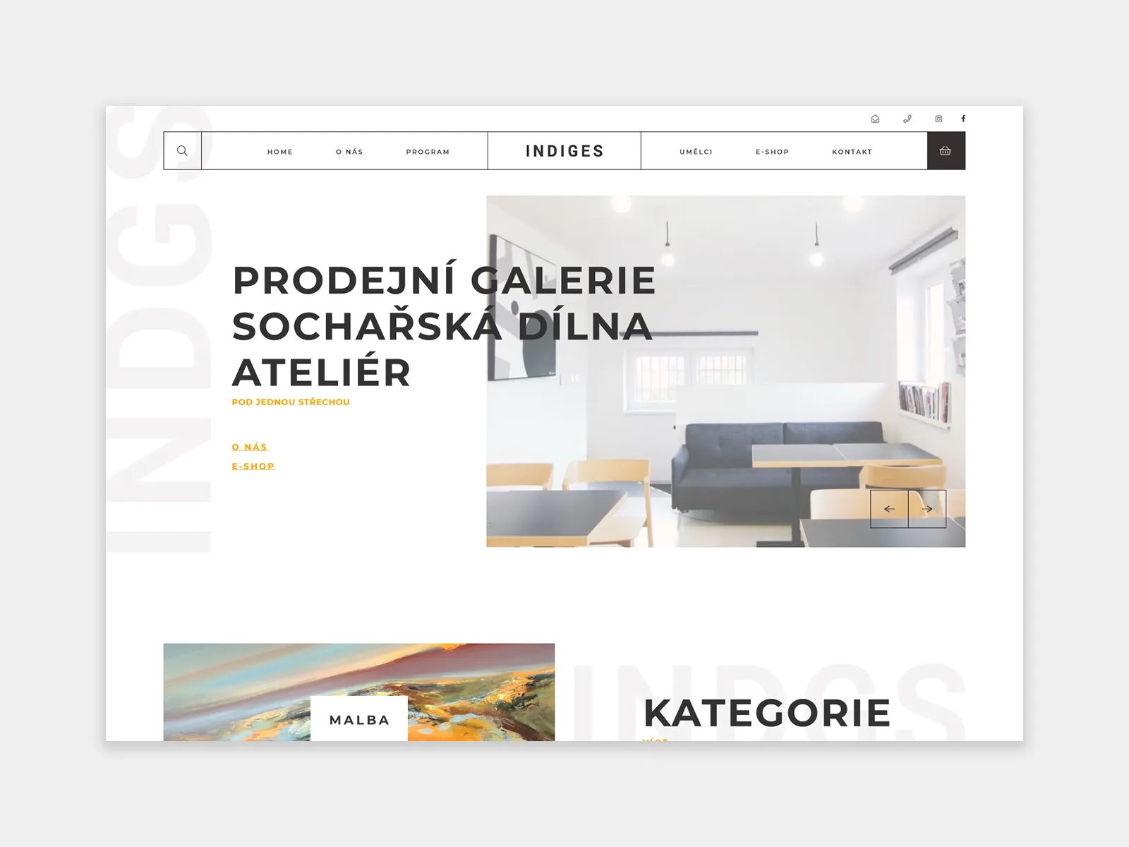 Stránky online galérie INDIGES